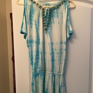 BOSTON PROPER TIE-DYED EMBELLISHED TUNIC